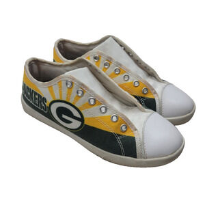 Green Bay Packers Cheese Heads NFL Football Men's Tennis Shoes Size 6 - No Laces